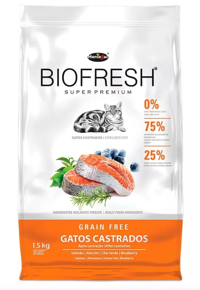 BIOFRESH: Felinos Castrados - Salmon, Romero & Te Verde (1.5kg)