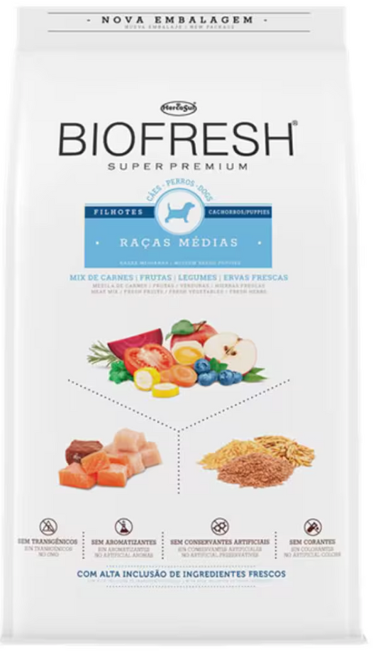 BIOFRESH: Caninos Cachorros – Razas Medianas (15kg)