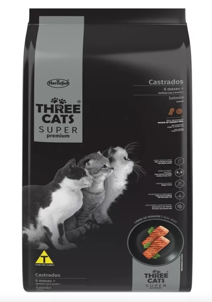 Three Cats Super premium: Gato Castrado - Salmon  10.1Kg
